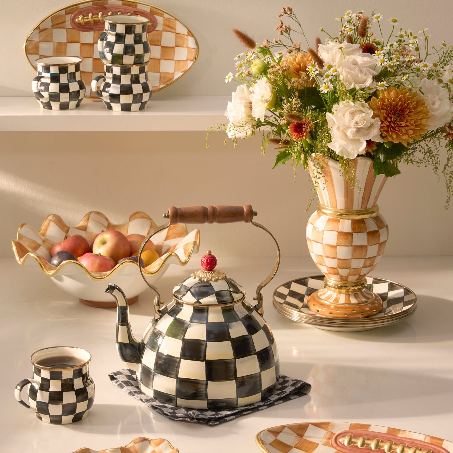 Ginger Check Ceramic Great Vase
