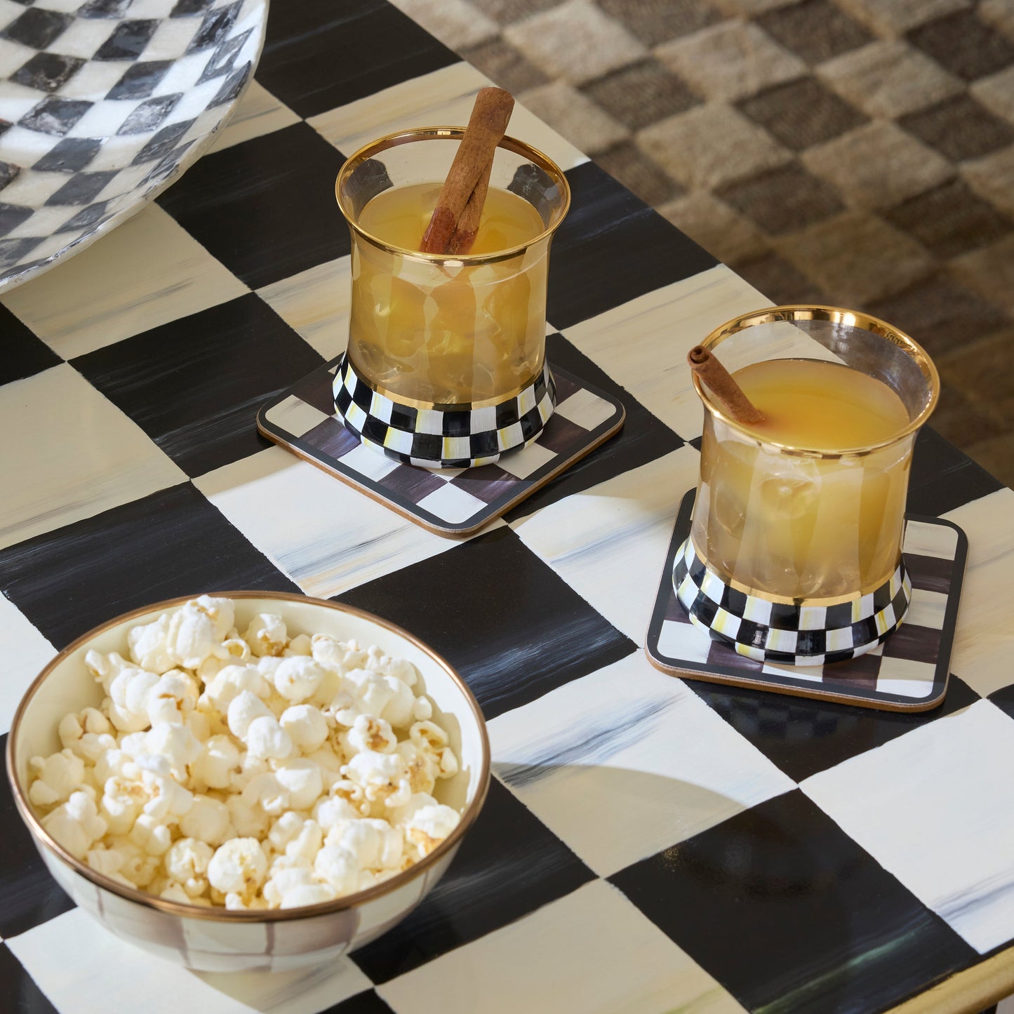 Courtly Checked Cork Back Coasters, Set of 4