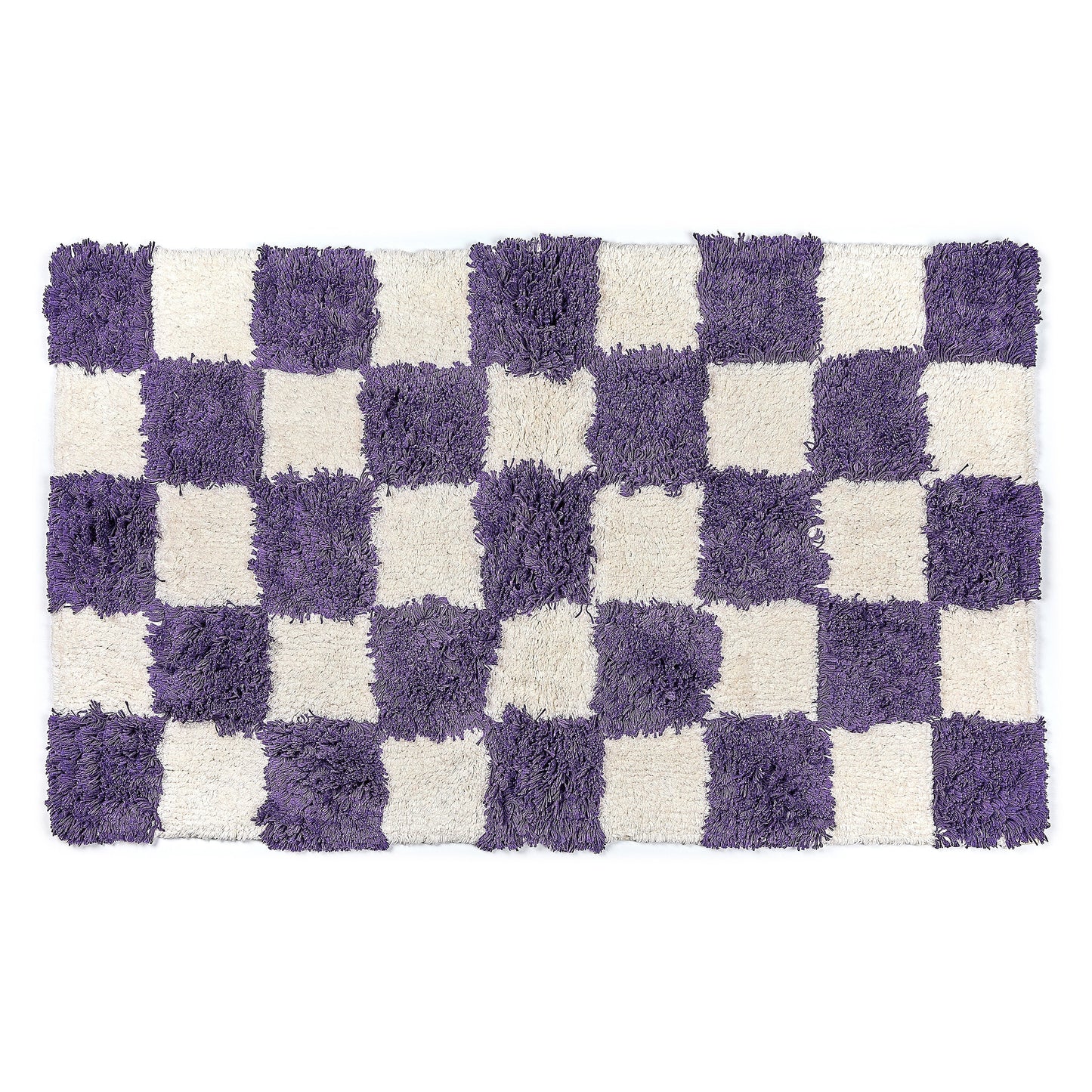 Checkerboard Plum Bath Rug