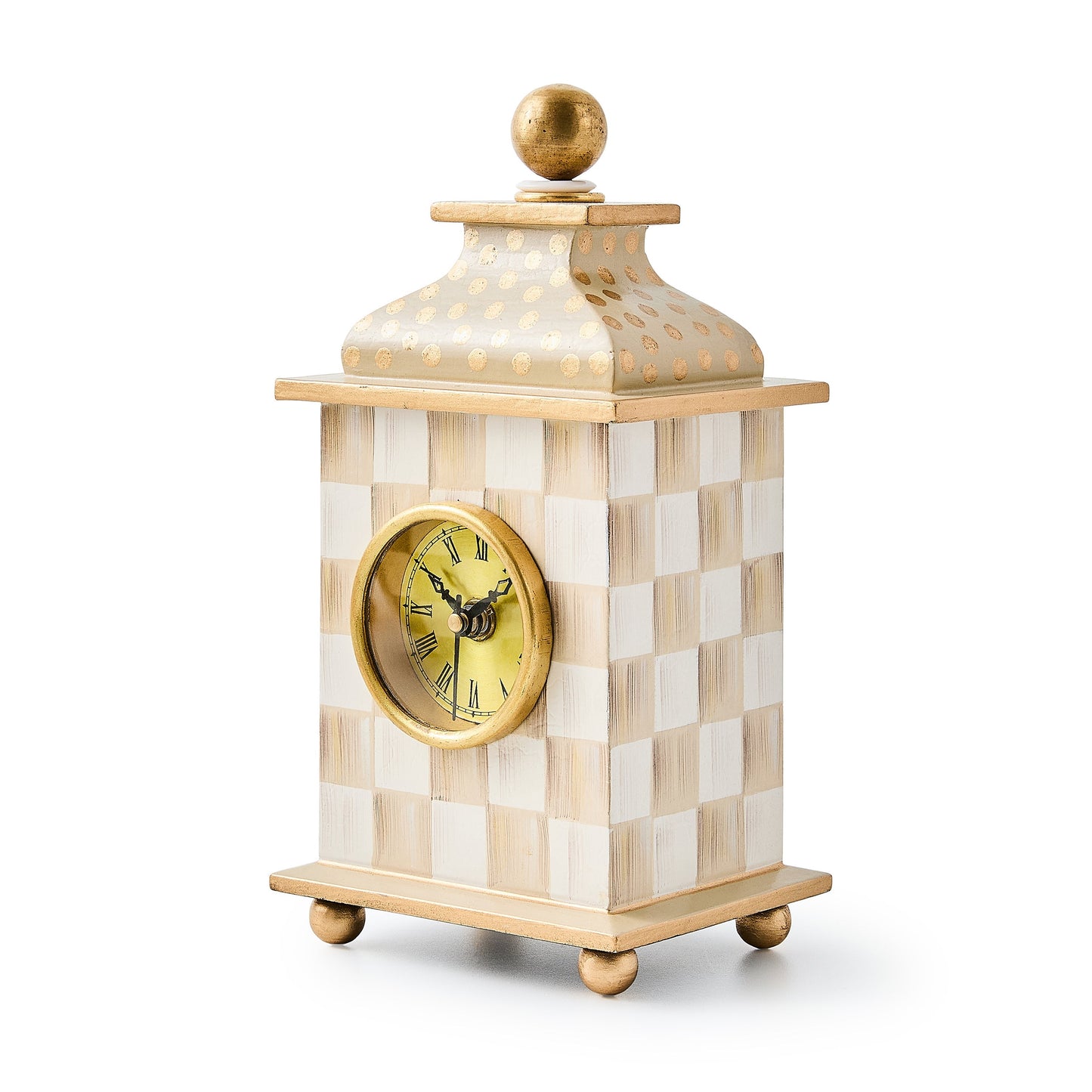 Mocha Check Desk Clock