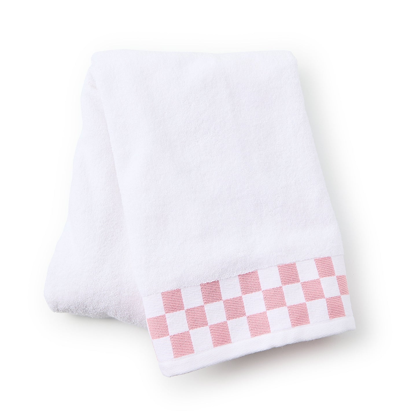 Bath Towel with Rose Check Border