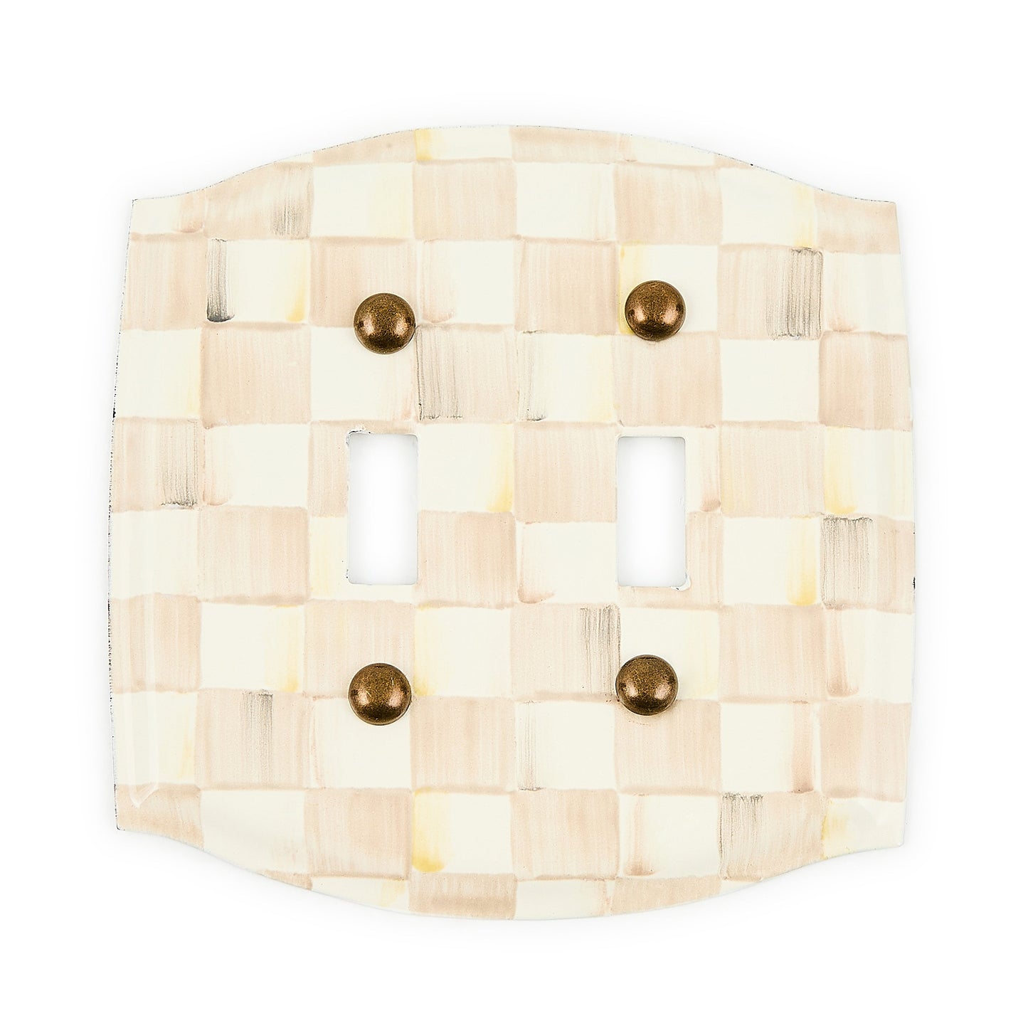 Mocha Check Double Toggle Switch Plate
