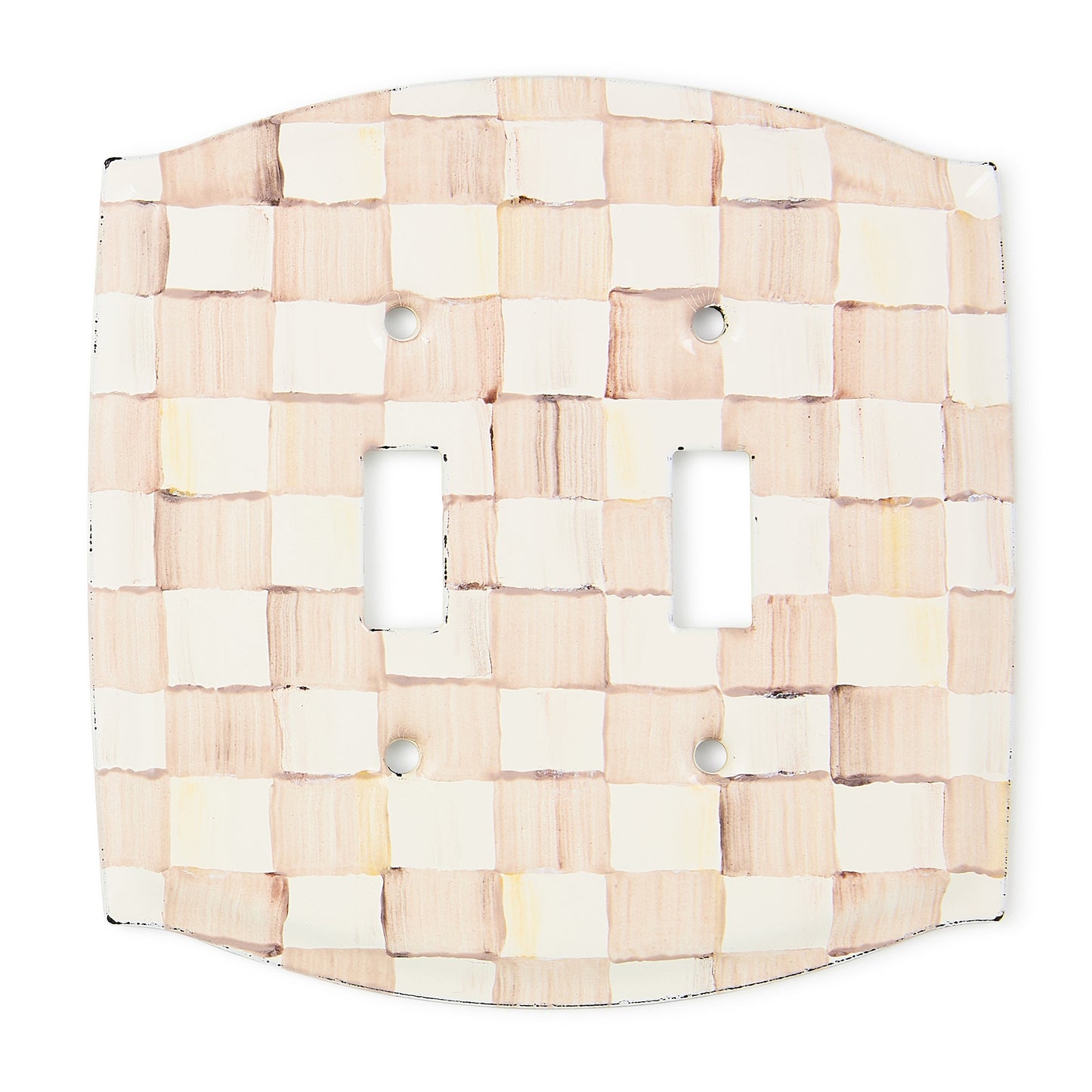 Mocha Check Double Toggle Switch Plate
