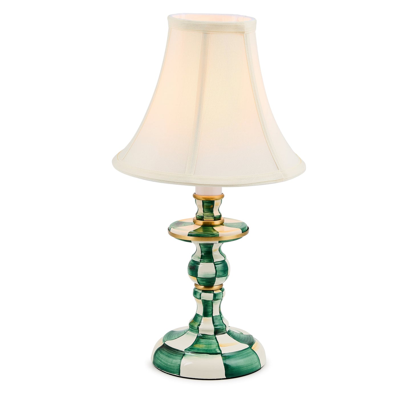 Emerald Check Candlestick Lamp