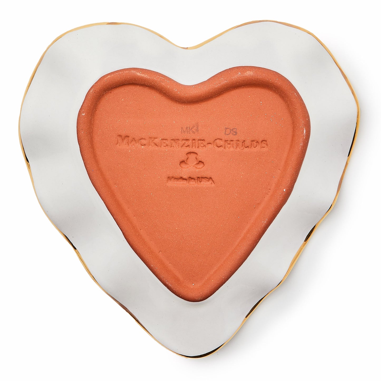 Ginger Check Fluted Heart Plate