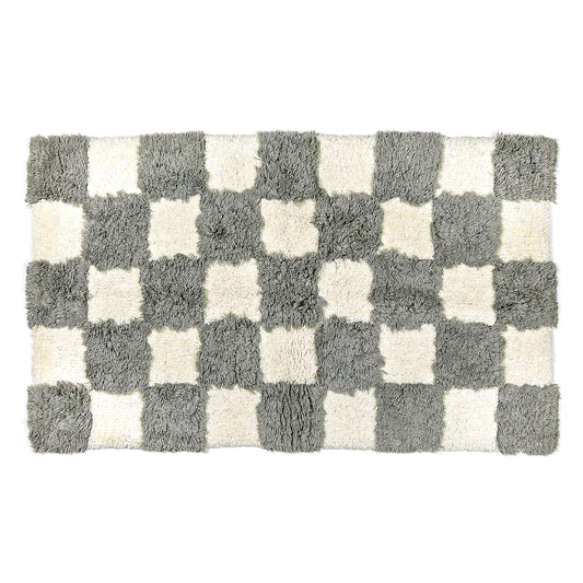 Checkerboard Grey Bath Rug