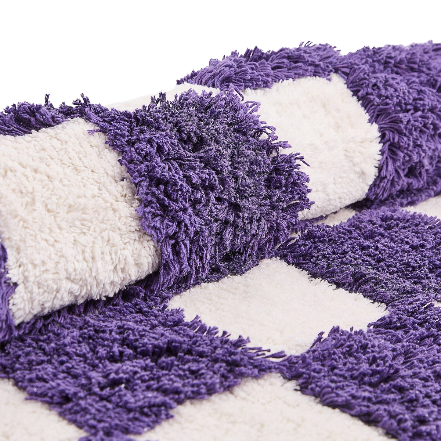 Checkerboard Plum Bath Rug