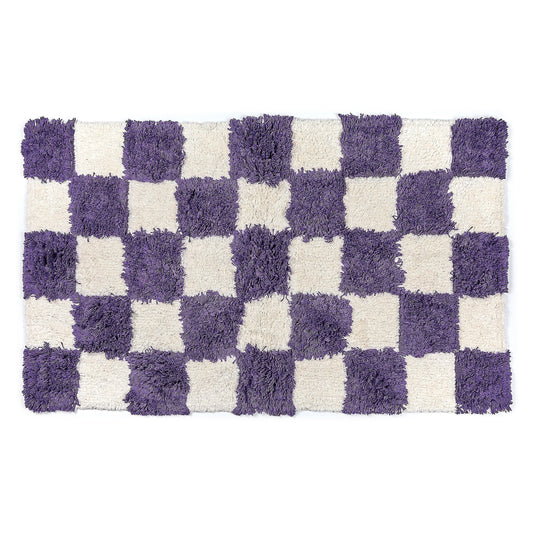 Checkerboard Plum Bath Rug