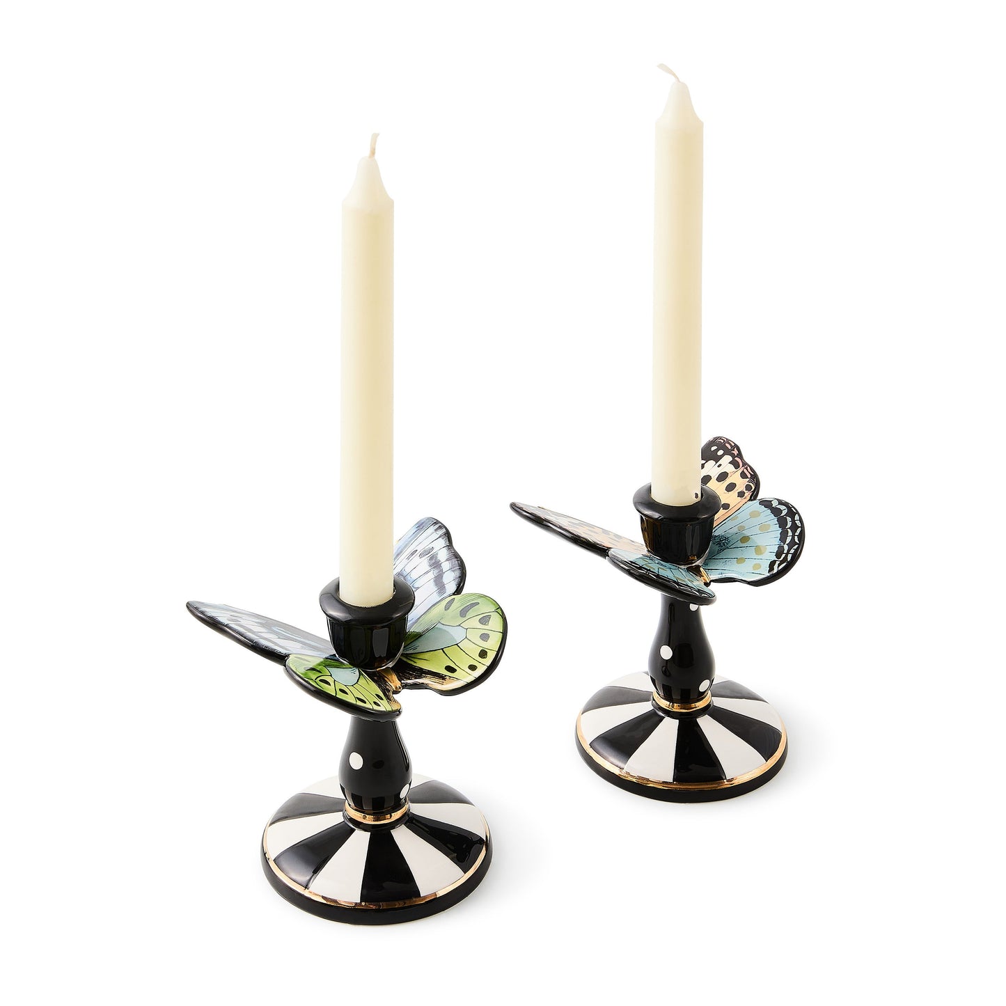 Butterfly Toile Tall Butterfly Candlesticks, Set of 2