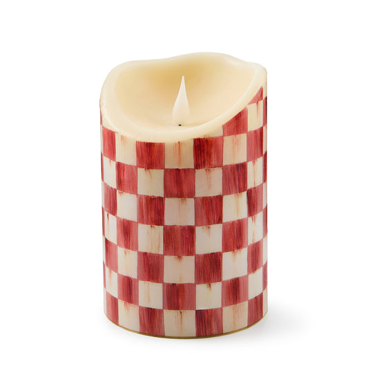 Cherry Check Flameless 6¡å Pillar Candle