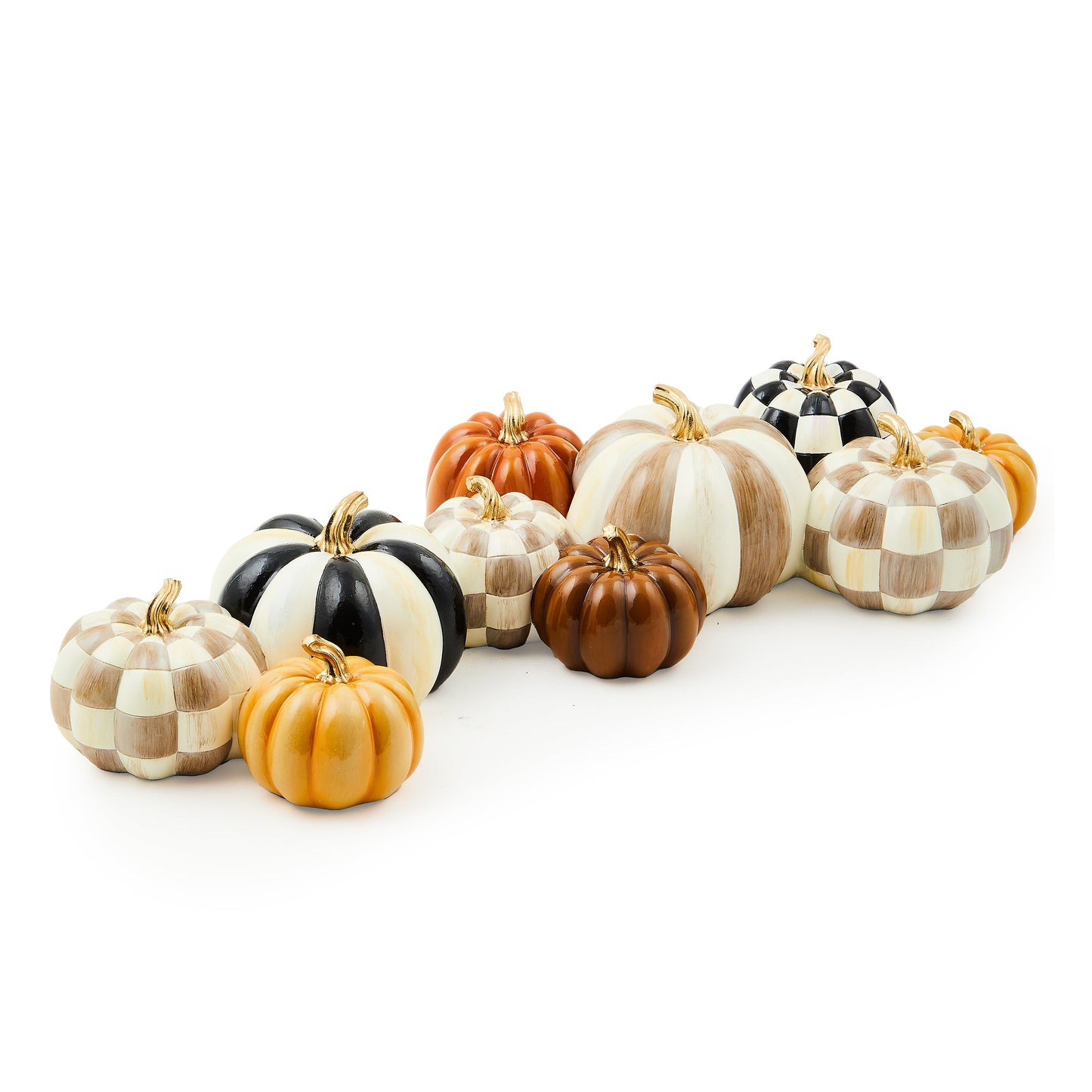 Autumnology Check &amp; Stripe Pumpkin Cluster