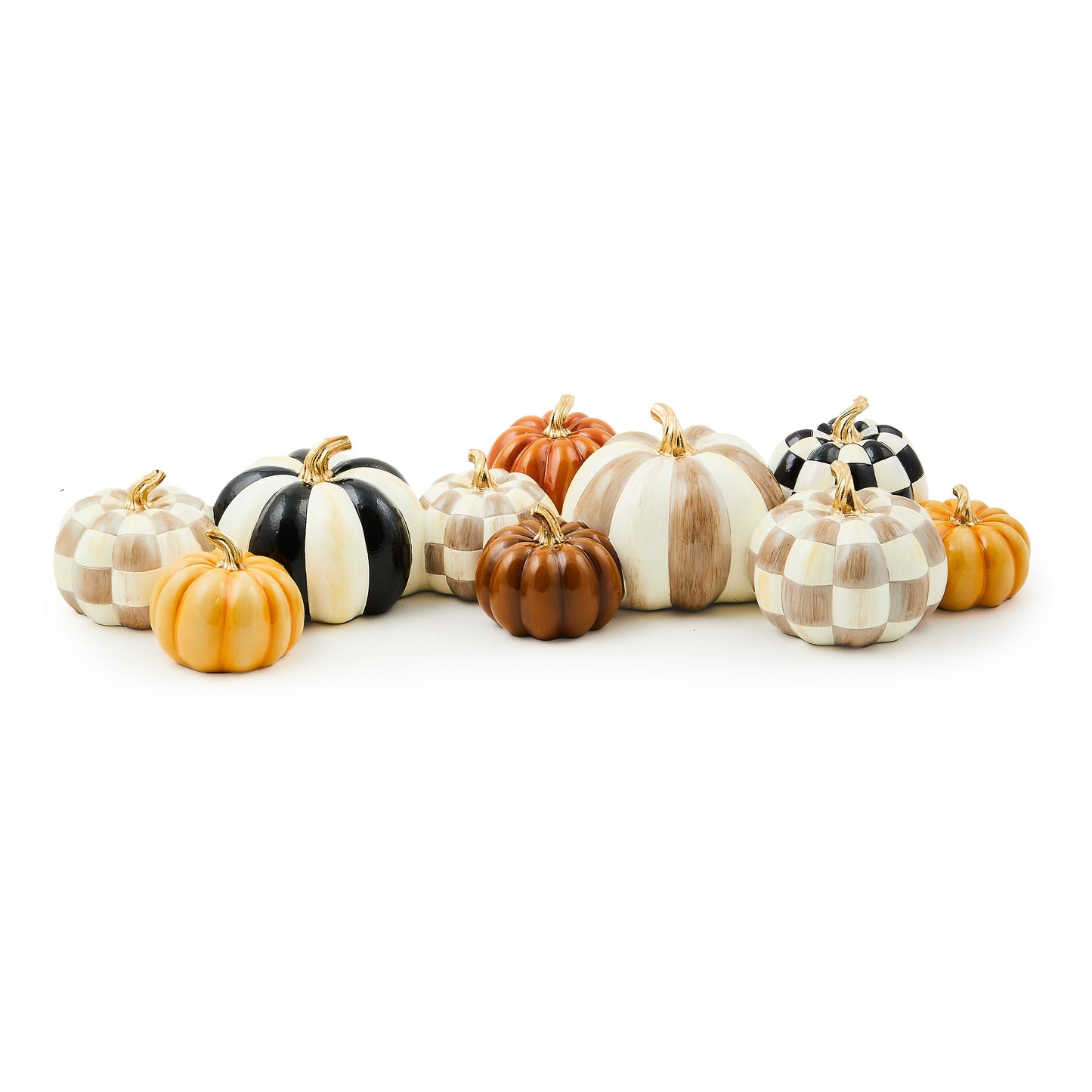 Autumnology Check &amp; Stripe Pumpkin Cluster