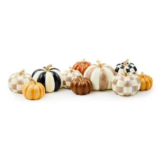Autumnology Check &amp; Stripe Pumpkin Cluster