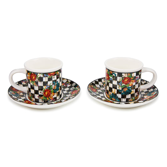 Courtly Flower Market Espresso Cup & Saucer, Set of 2