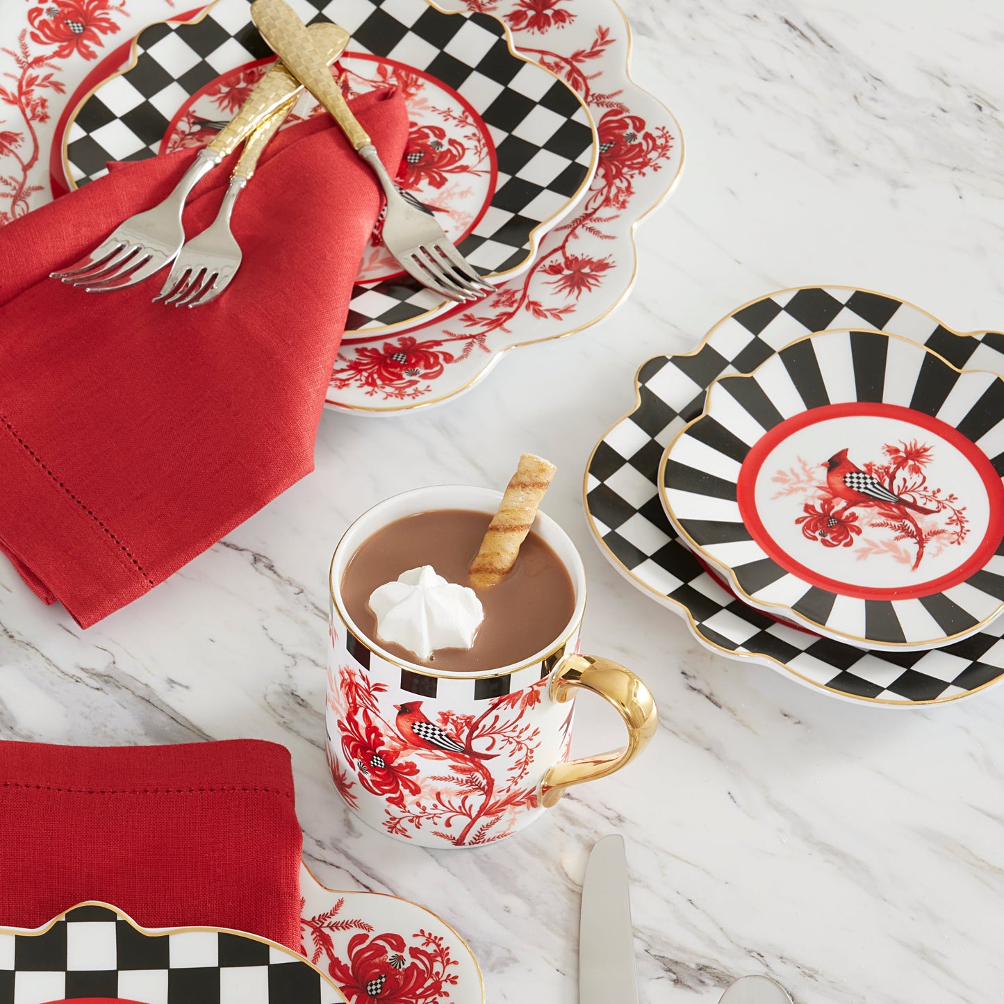 Cardinal Toile Bread &amp; Butter Plate