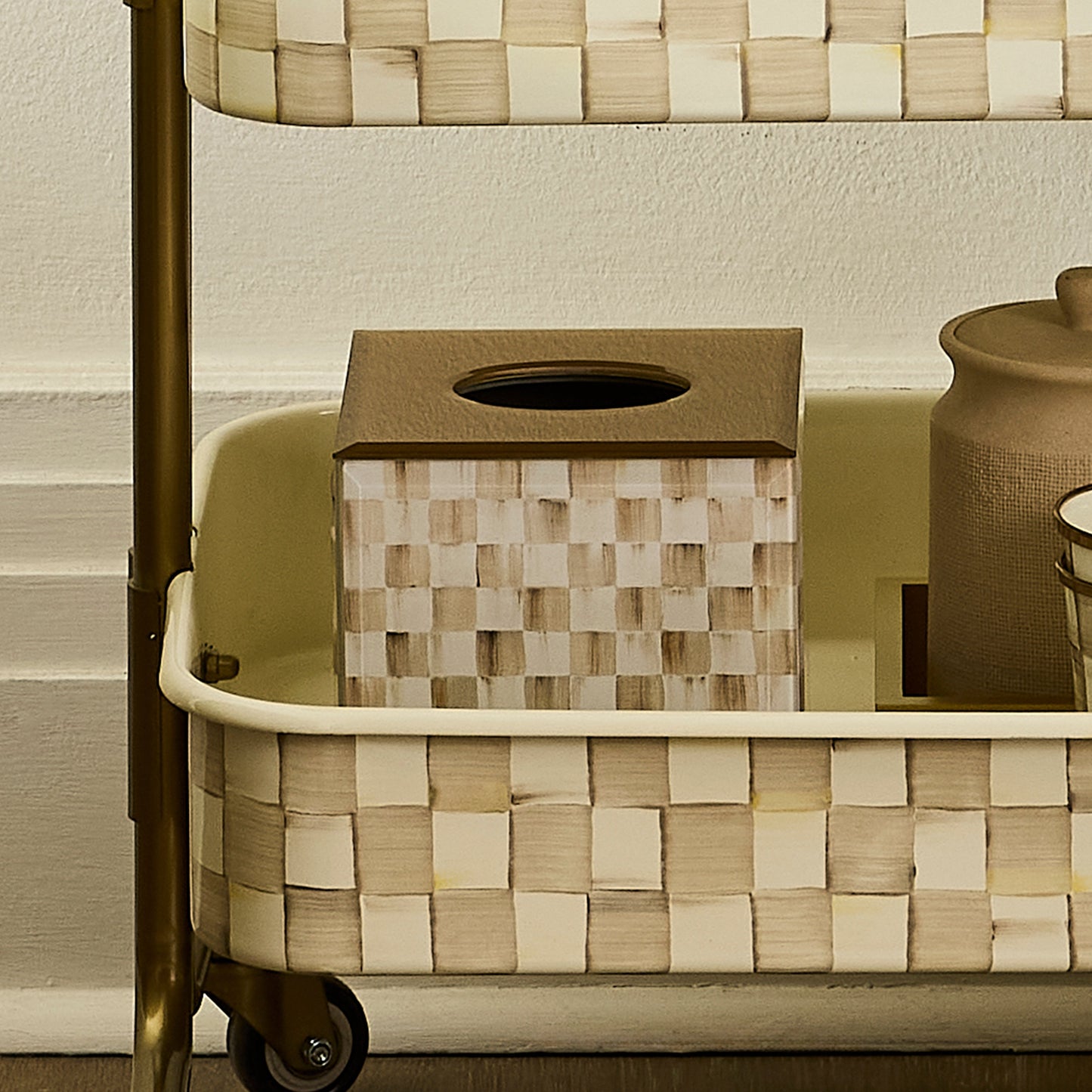 Mocha Check Glass Boutique Tissue