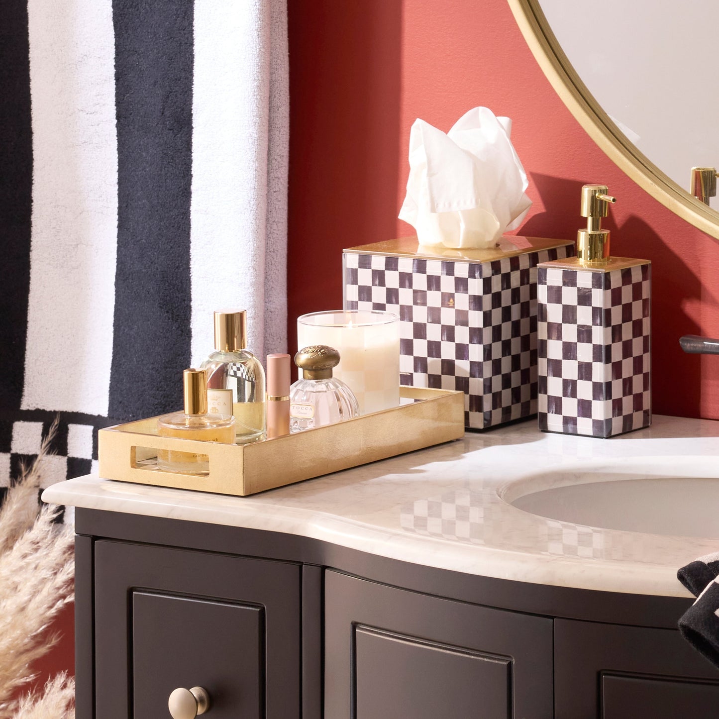 Courtly Check Glass Vanity Tray