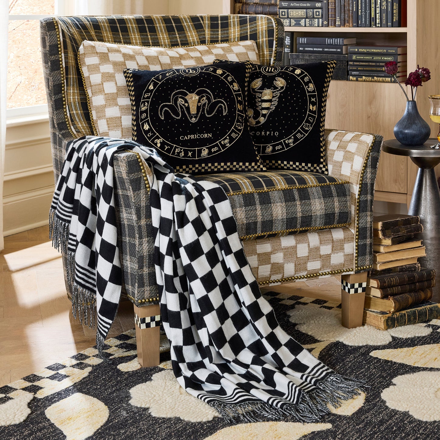 Black &amp; White Check Throw