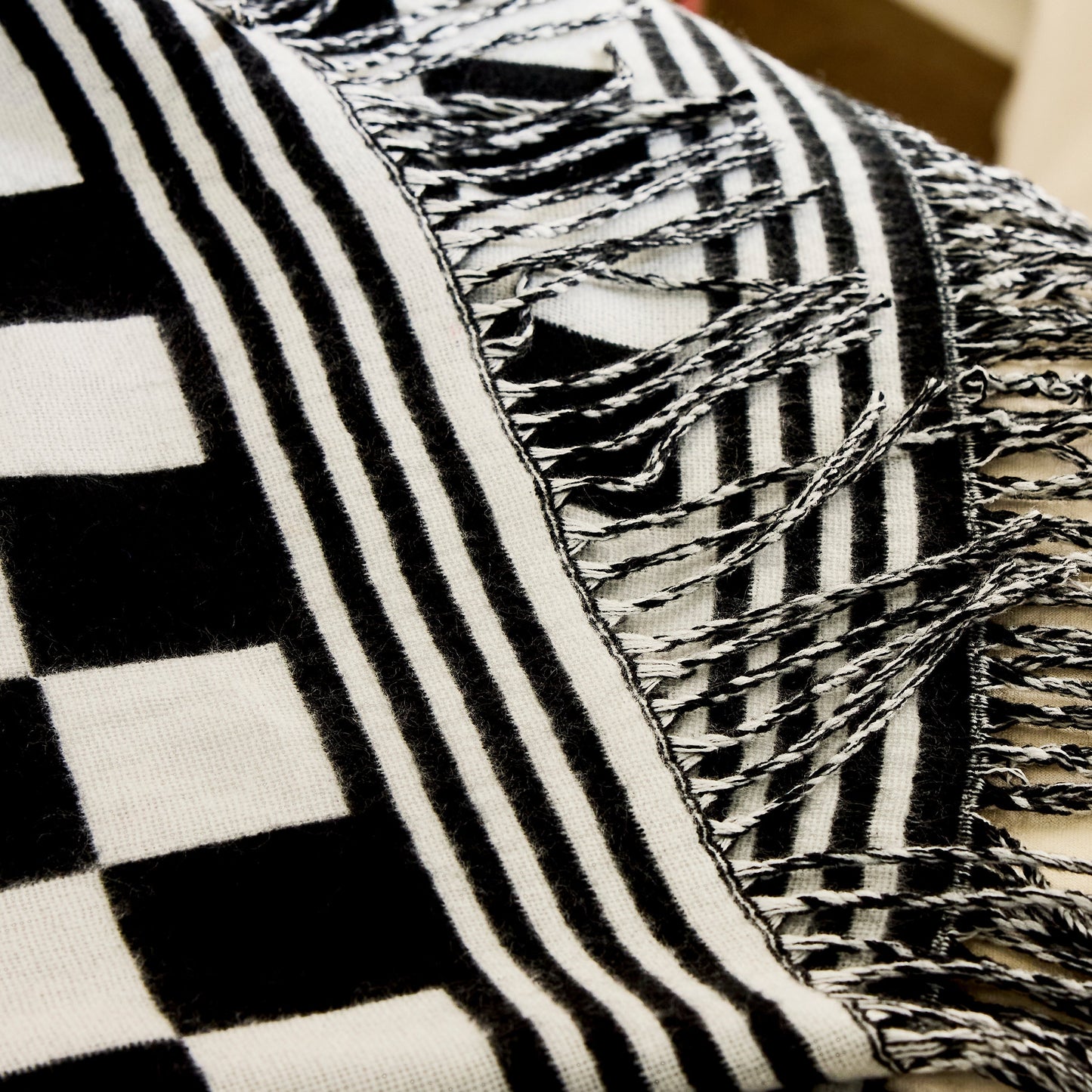 Black &amp; White Check Throw
