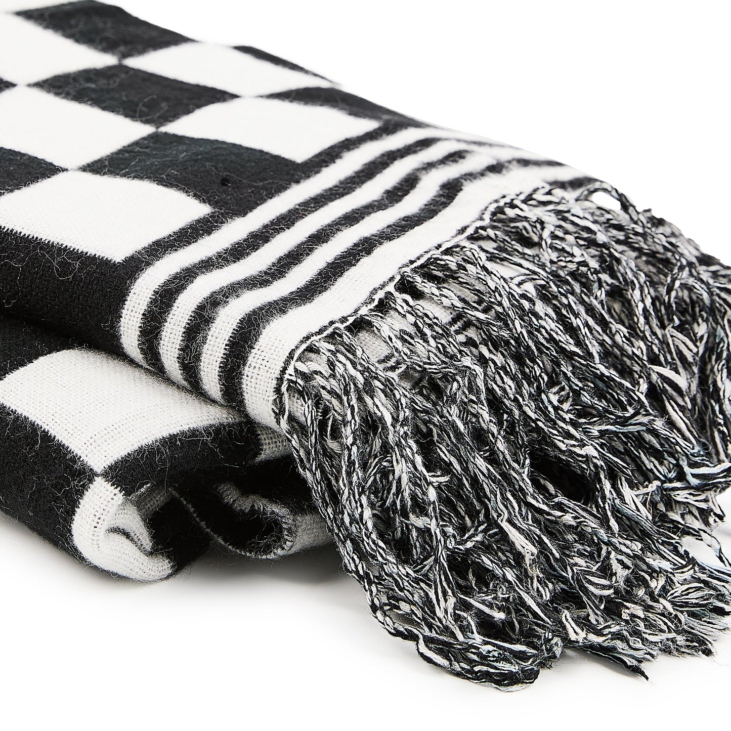 Black &amp; White Check Throw