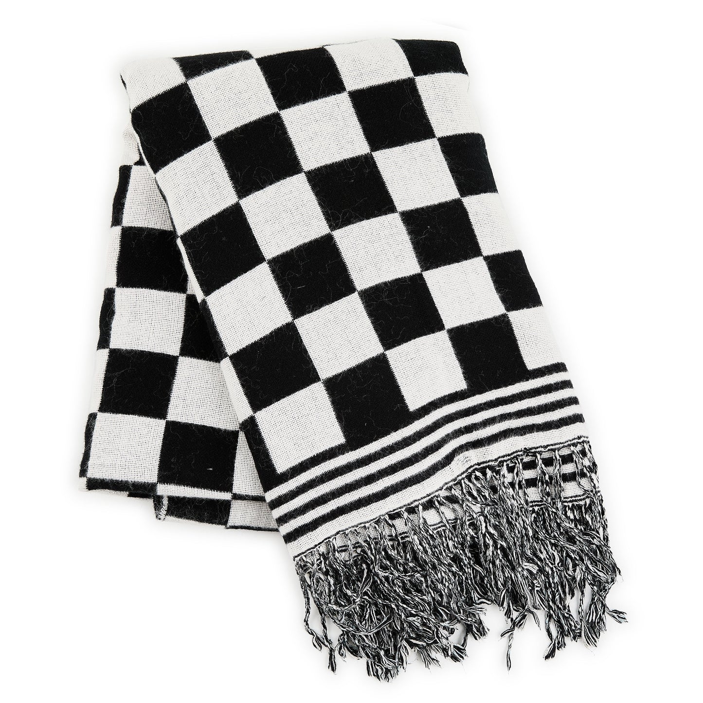 Black &amp; White Check Throw