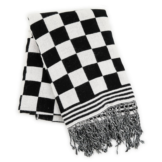 Black &amp; White Check Throw
