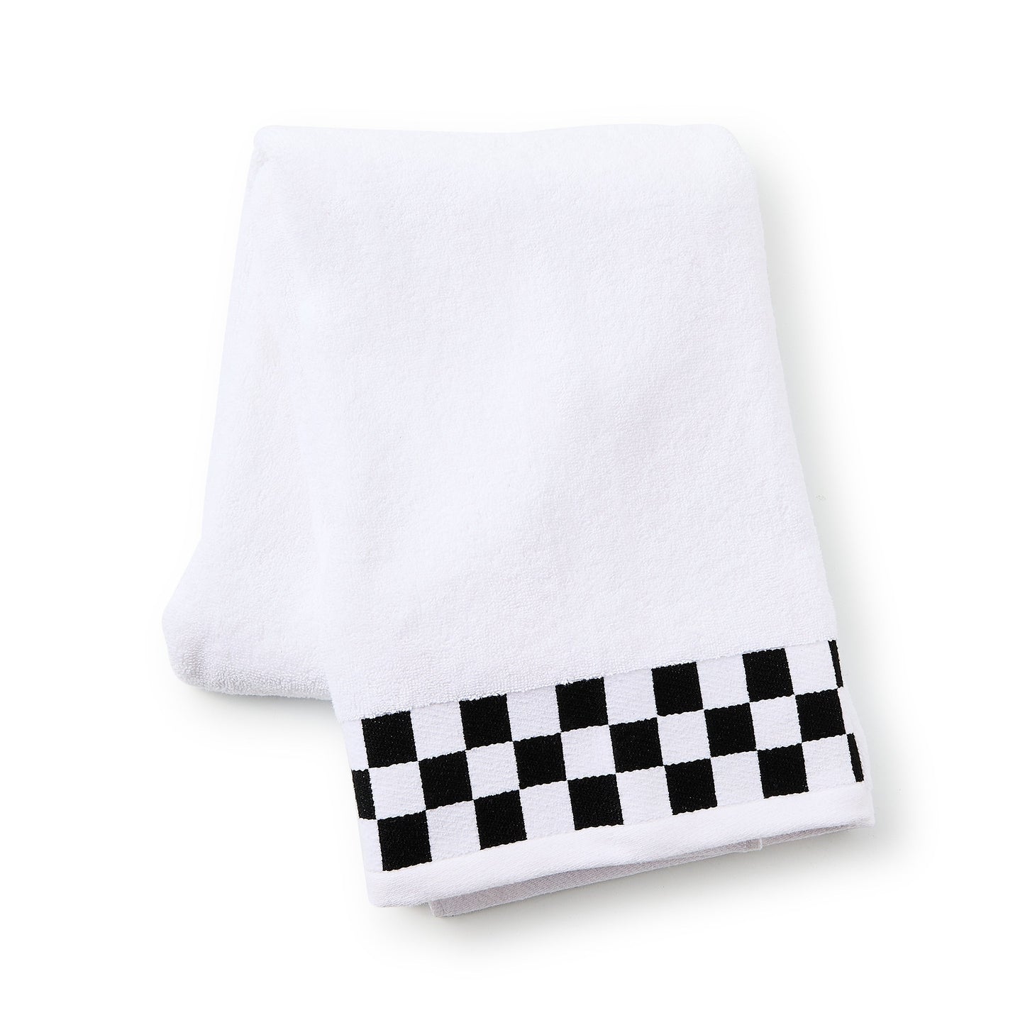 Bath Towel with Black Check Border