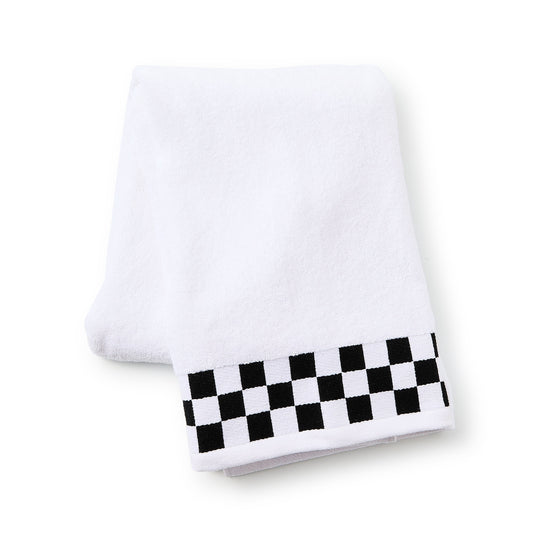 Bath Towel with Black Check Border
