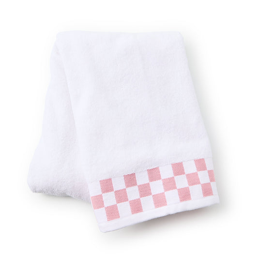 Bath Towel with Rose Check Border