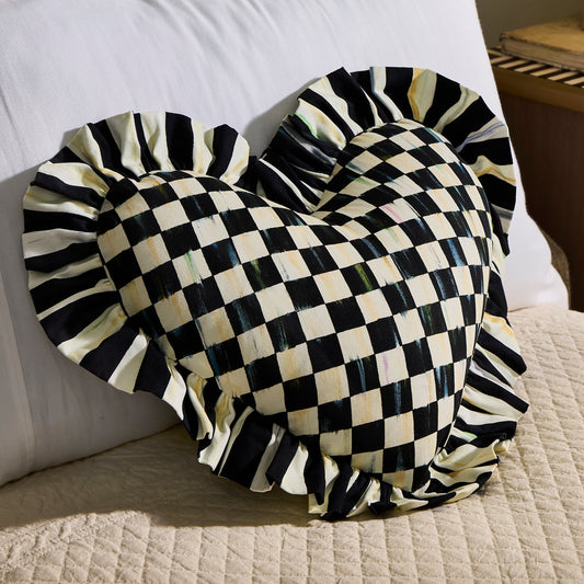 Courtly Heart Throw Pillow with Ruffle